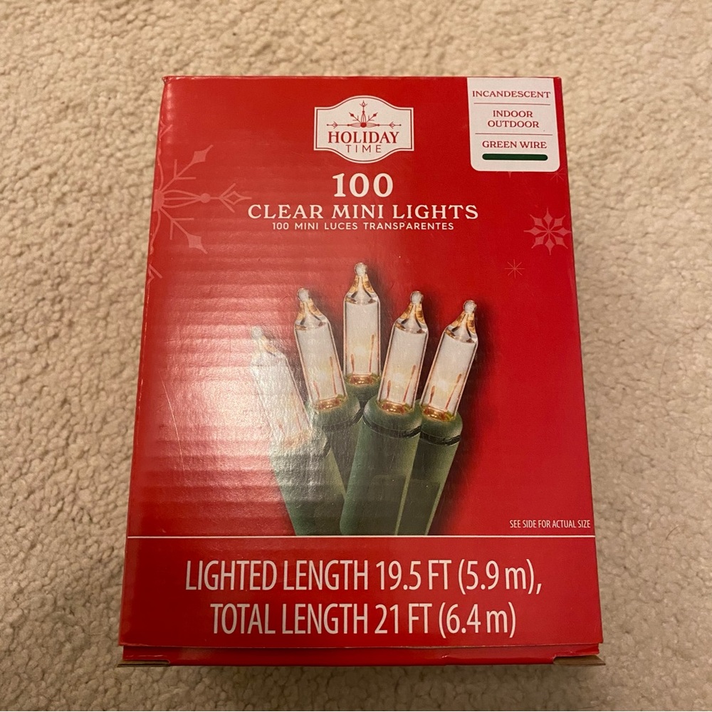100ct Clear Incandescent Christmas Lights Green Wire Holiday Time